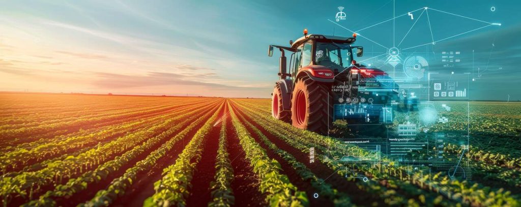 Trator em plantação representando a torta de algodão e sustentabilidade no agronegócio e no aproveitamento de subprodutos do algodão
