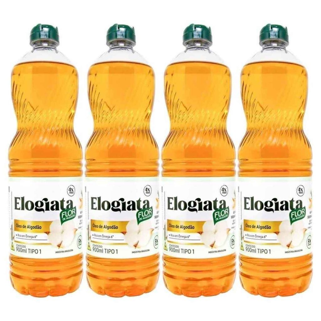 Garrafas de óleo de algodão Elogiata 900ml tipo 1, embalagem plástica com tampa verde